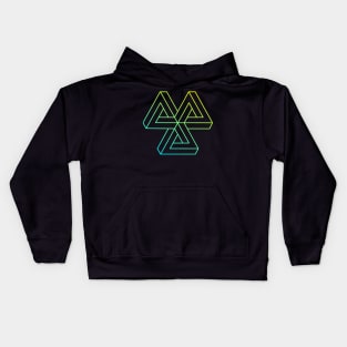 Impossible object (cyan to yellow gradient) Kids Hoodie